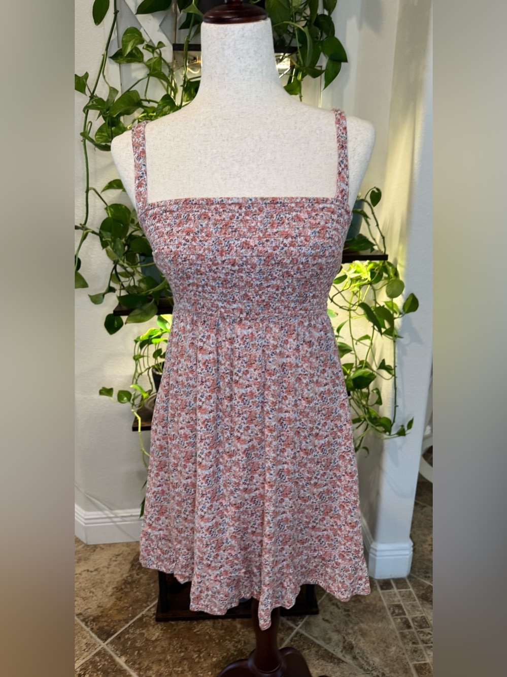 Abercrombie & Fitch Pink Floral Smocked Mini Dress